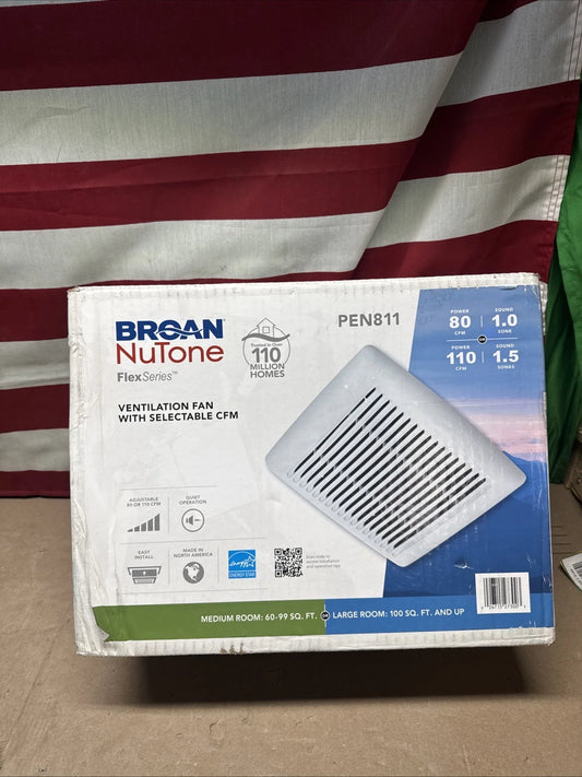 Broan-NuTone PEN811 Flex Series Bathroom Ceiling Exhaust Fan 80-110 CFM NEW