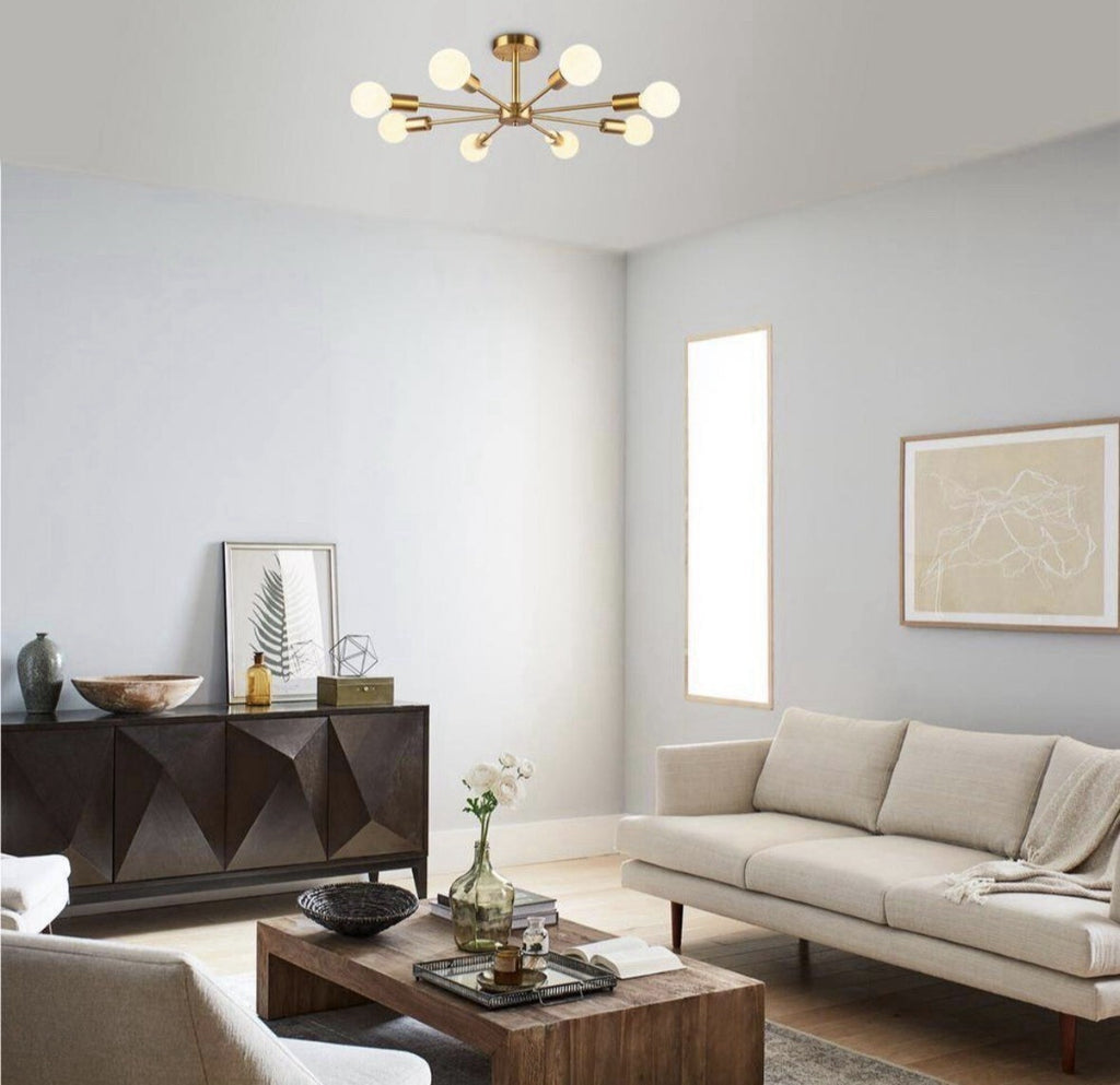 RRTYO Gallman 23.6 in. 8-Light Gold Mid-Century Pendant Ceiling Light Sputnik…
