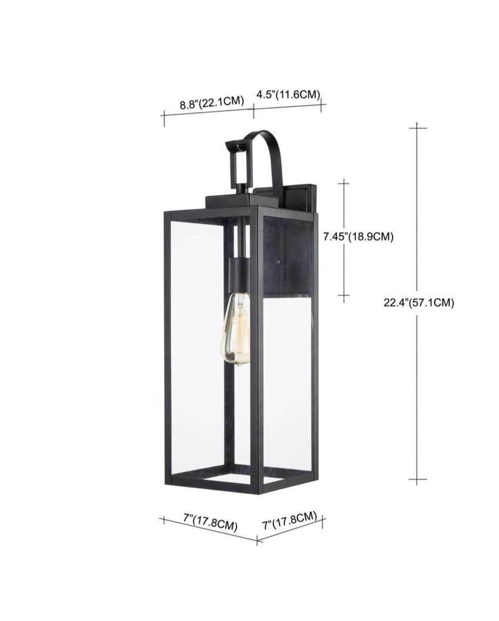 2PK Foothill 22.6 in. 1-Light Matte Black Outdoor Wall Lantern Sconce With…