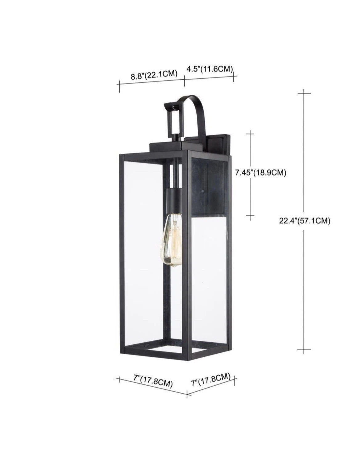 2PK Foothill 22.6 in. 1-Light Matte Black Outdoor Wall Lantern Sconce With…