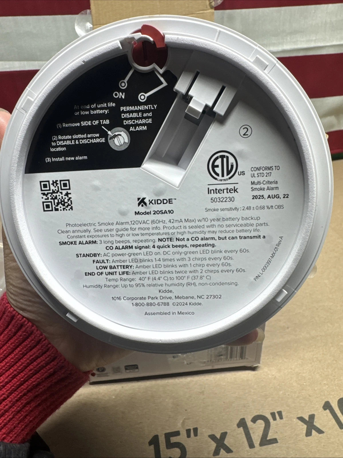 Kidde Smoke Alarm Model 20SA10 Hard Wired Detector 10 Year battery 4 Pack