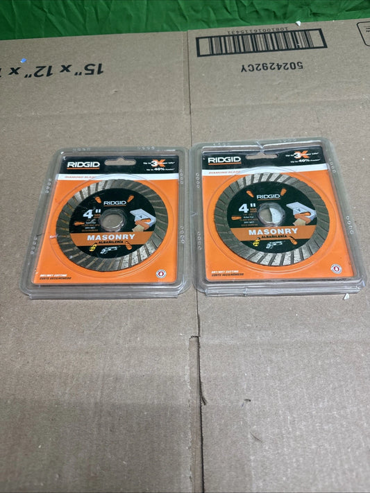 (LOT OF 2) RIDGID 4 in. Masonry Cutting Turbo Rim Diamond Saw Blade