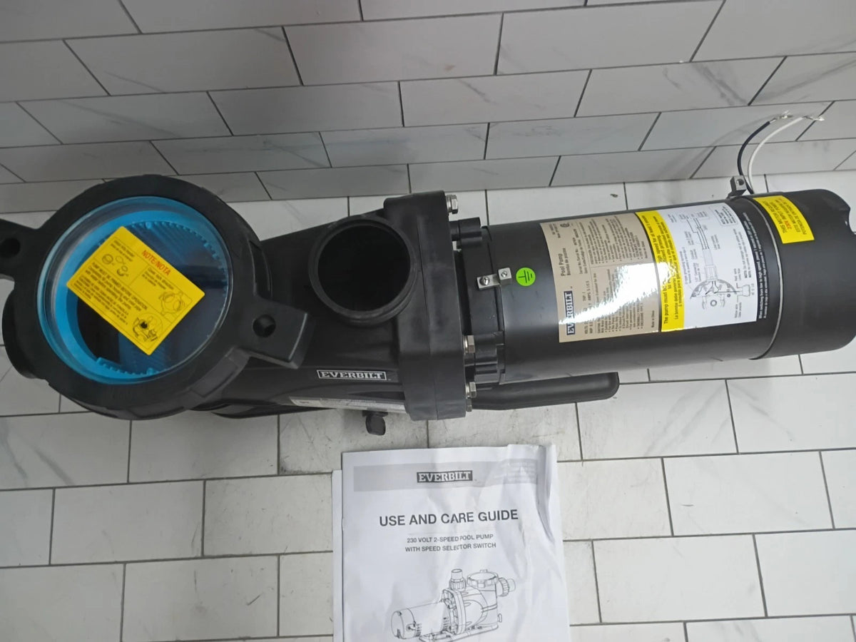 Everbilt SPP10002-2SP 1 HP Pool Pump 2 Speed 230V New Open Box **NO UNIONS**