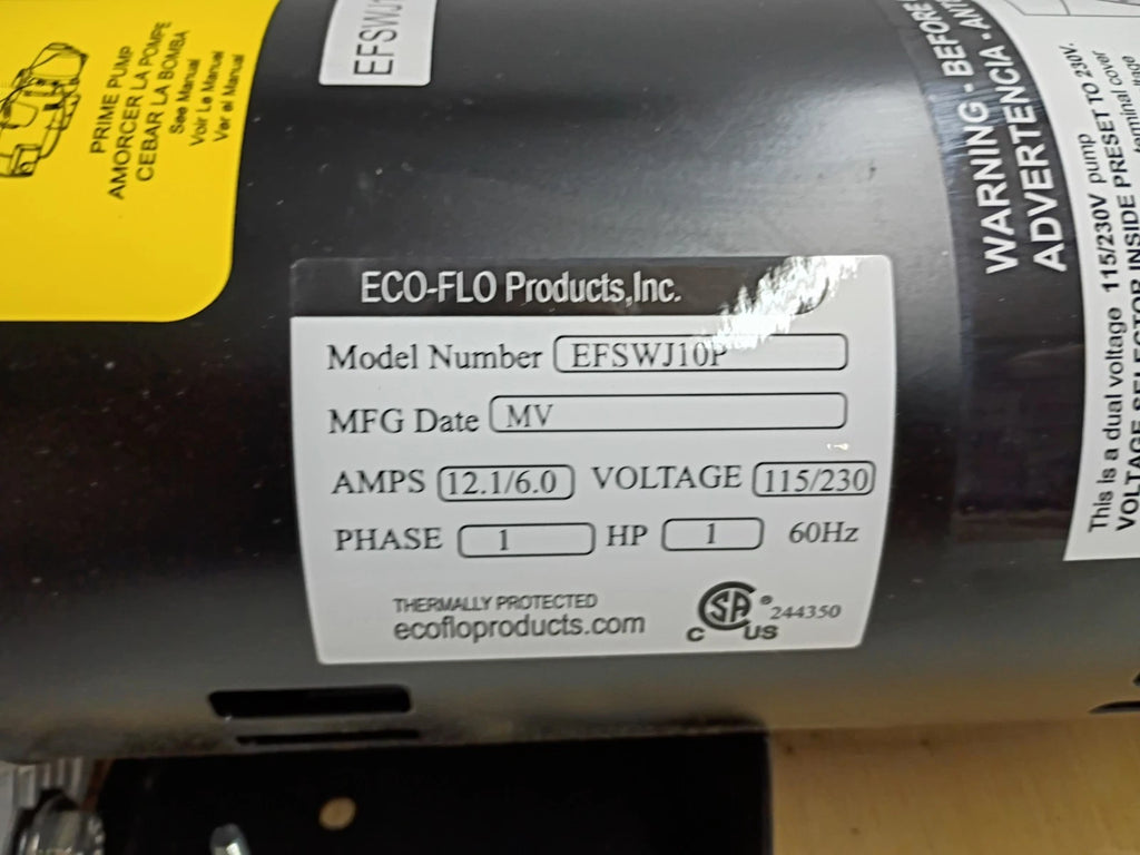 ECOFLO EFSWJ10P Thermoplastic 1HP Shallow Well Jet Pump 110/220v NEW OPEN BOX