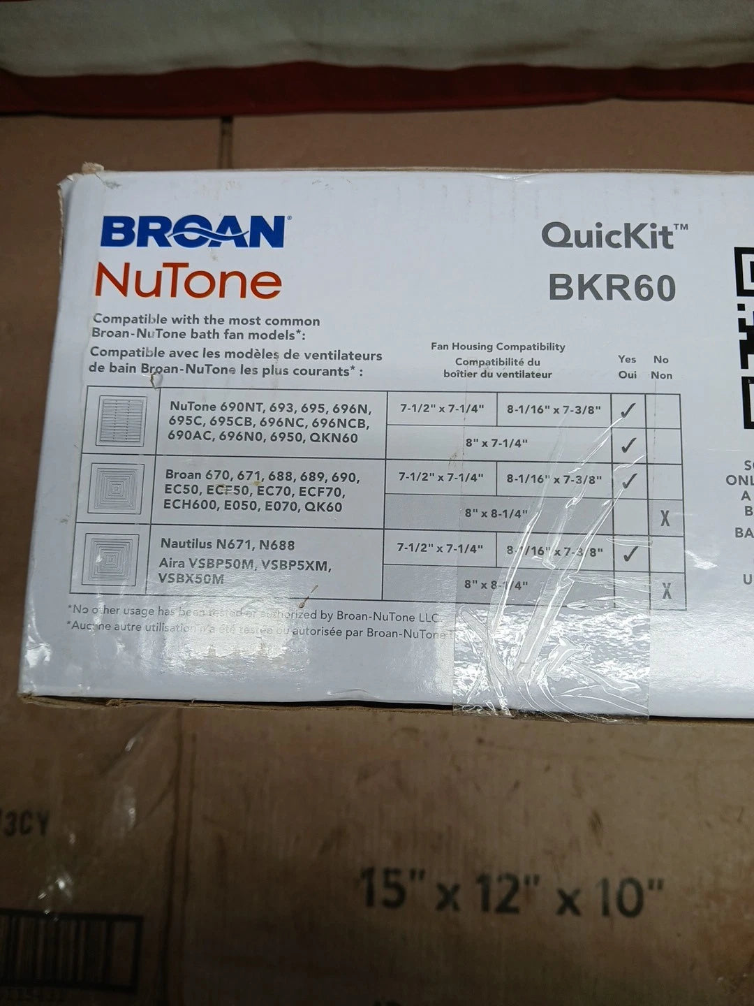 Broan NuTone Quickit 60 CFM Bathroom Vent Upgrade Kit Model BKR60