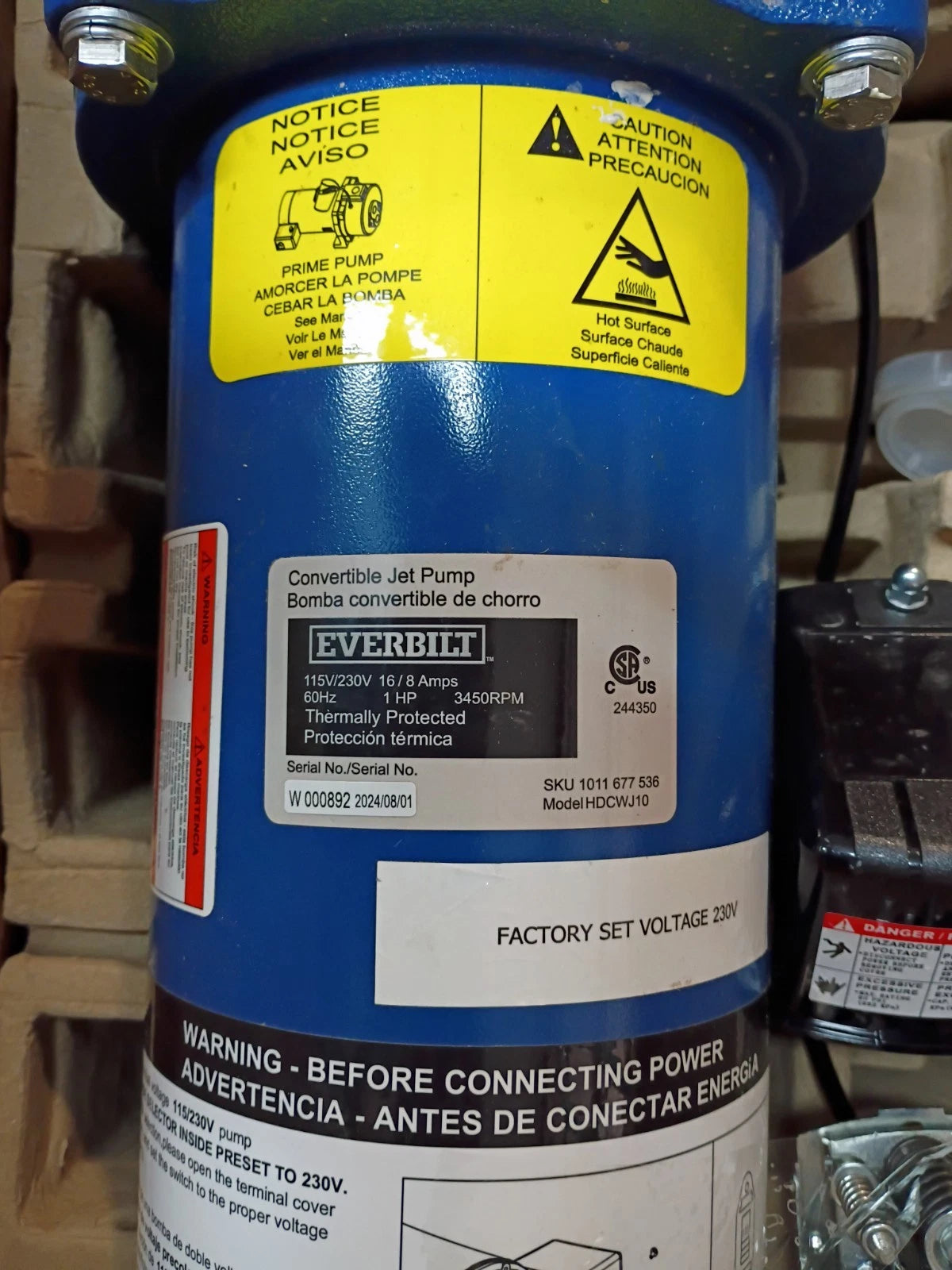 Everbilt HDCWJ10 1 HP Professional Convertible Jet Pump Parts Only