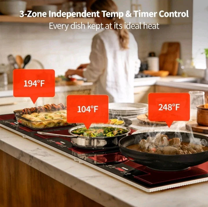 Food Warmers for Parties Buffet, 47"x15" Extra-Long Warming Mat for Food 3-in-1
