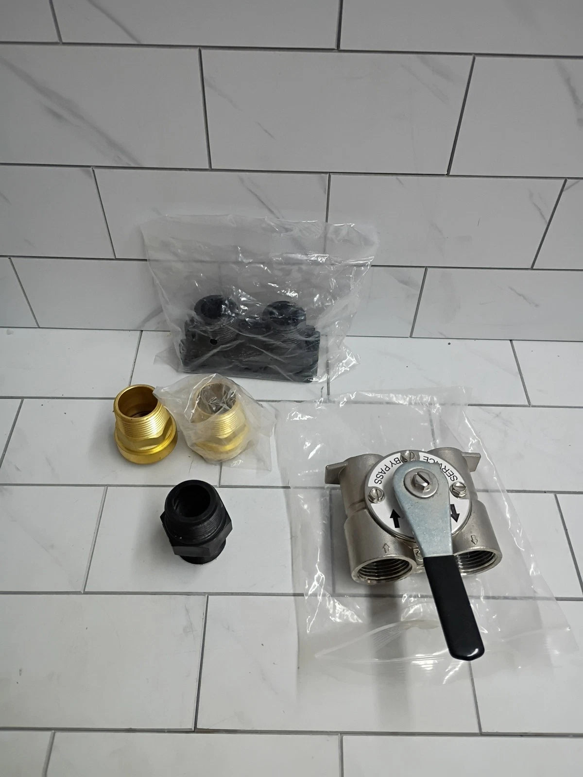 Pro+Aqua 2pc 1" Stainless Steel Bypass Valve 2pcs 1" Brass QC Adapters New OB
