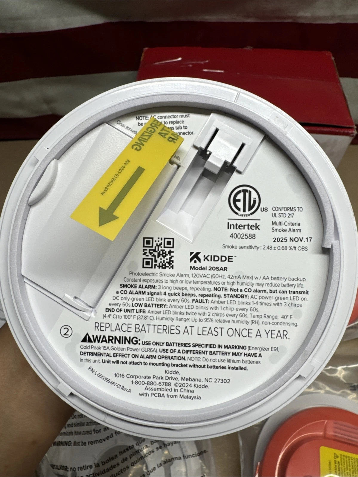 Kidde Smoke Alarm Model 20SAR Hard Wired Detector, battery, 4 Pack NEW OPEN BOX