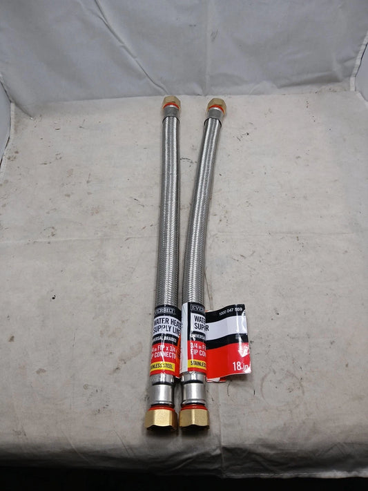 2pk Everbilt Water Heater Supply Line Stainless Steel 3/4" FIP x 3/4x 18"