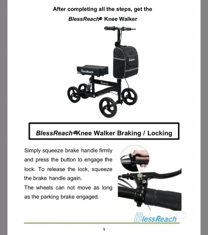Blessreach Wb2208, Knee Scooter Steerable Walker W/ Brakes Adjustable, OPEN BOX,