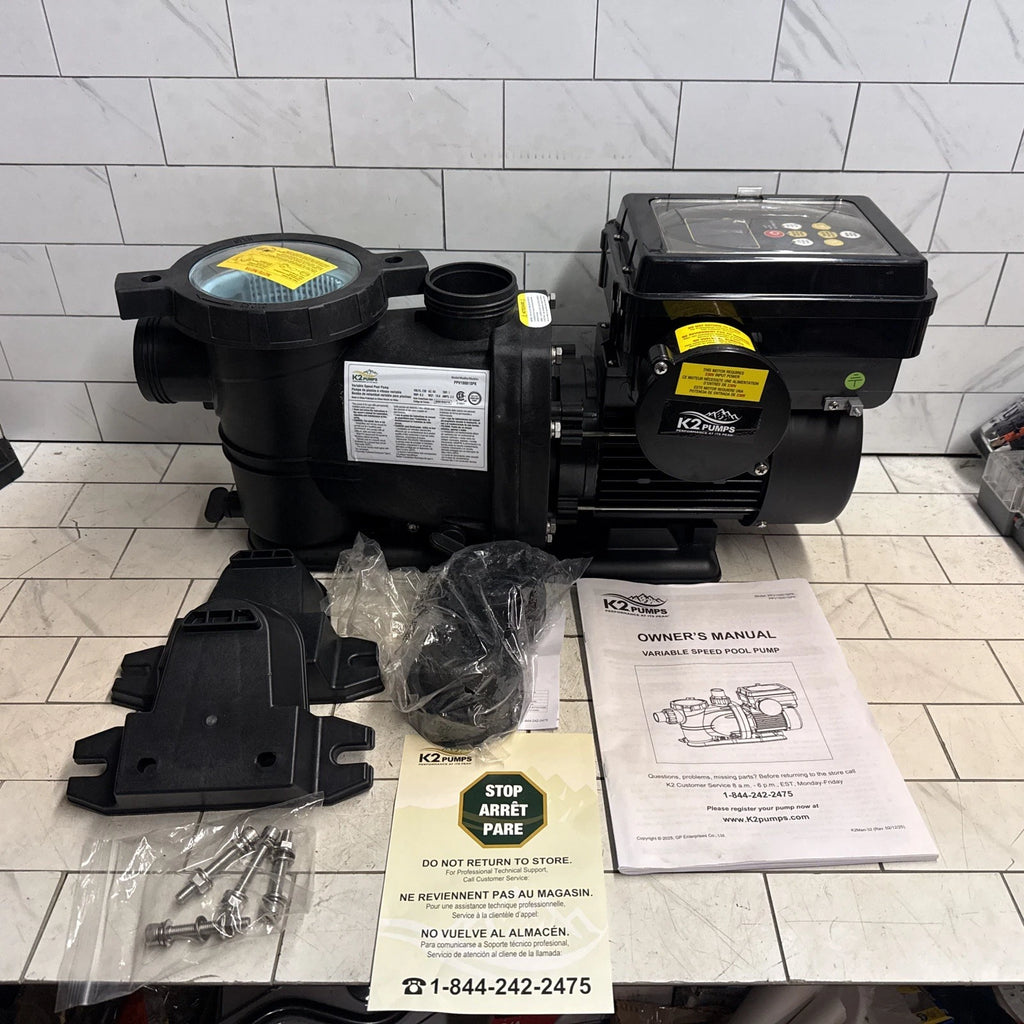 K2 Pumps Pool Pump 1 Hp Variable Speed 230 Volt Doe & Cec Compliant New Open Box