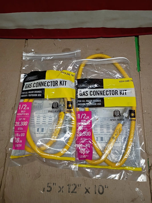 2Pk Everbilt 1014 249 761 1/2 in. MIP x 1/2 in MIP x 48" Gas Connector 3/8"/ OB,