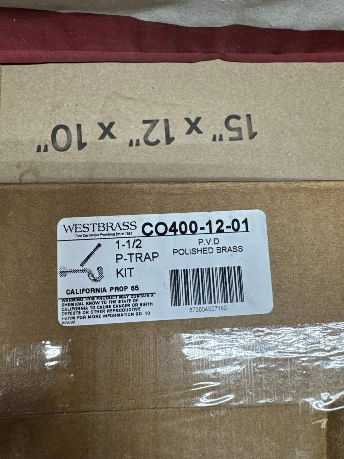 Westbrass CO400-12-01 1-1/2" Brass Bathroom Sink P-Trap with 12" Slip Joint Exte