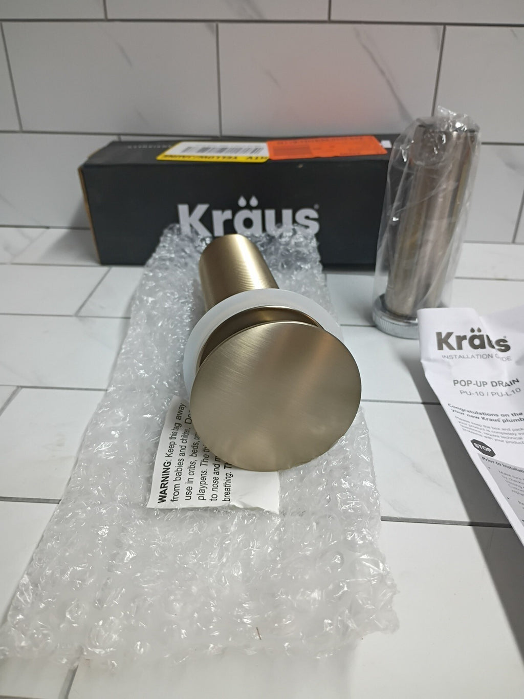 Kraus PU-L10BG Bathroom Sink Pop-Up Drain Assembly in Brushed Gold NEW Open Box
