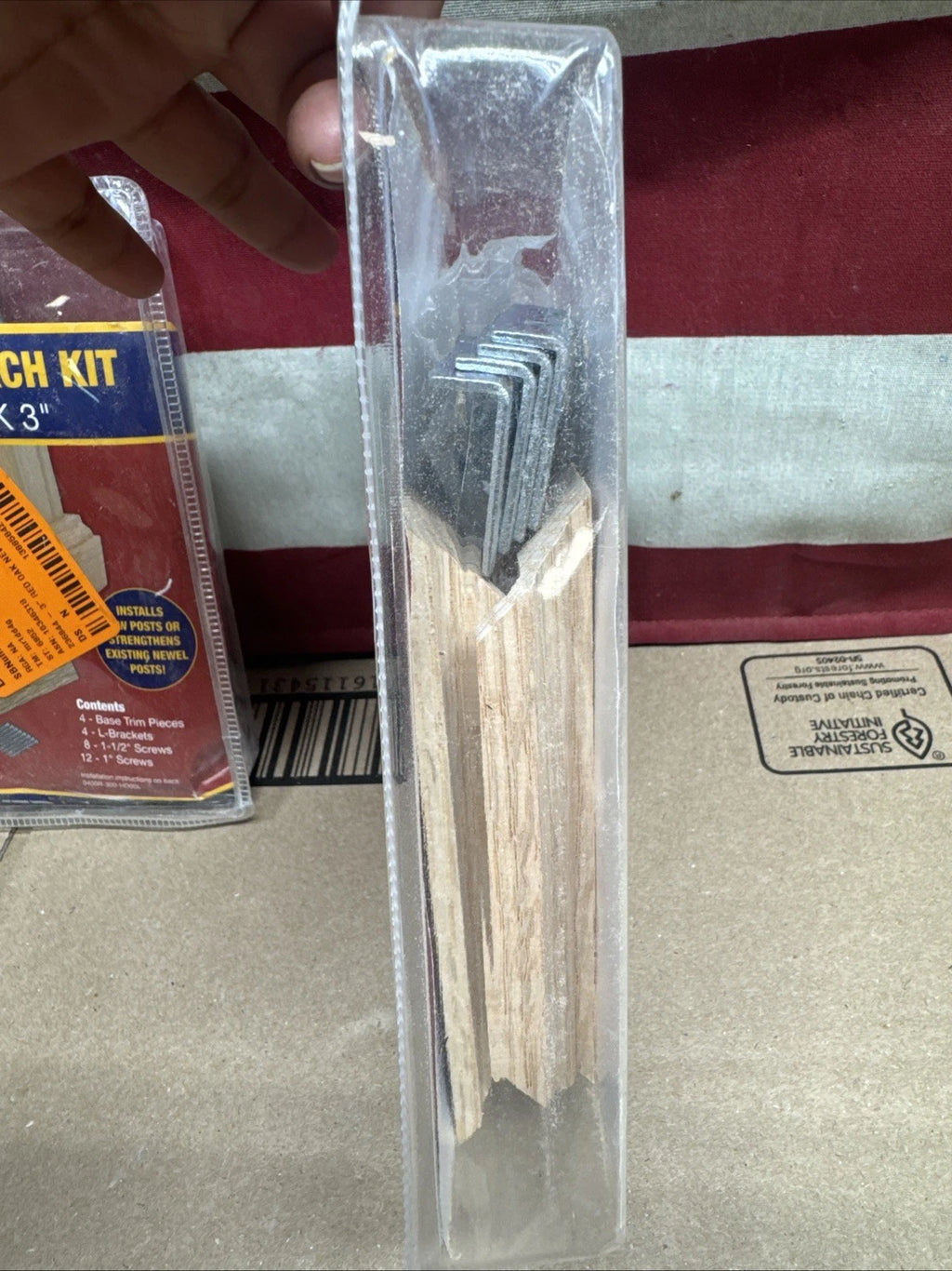 2PK Newel Attach Kit Red Oak 3” Surewood LNL Building Products ~ New in Box!