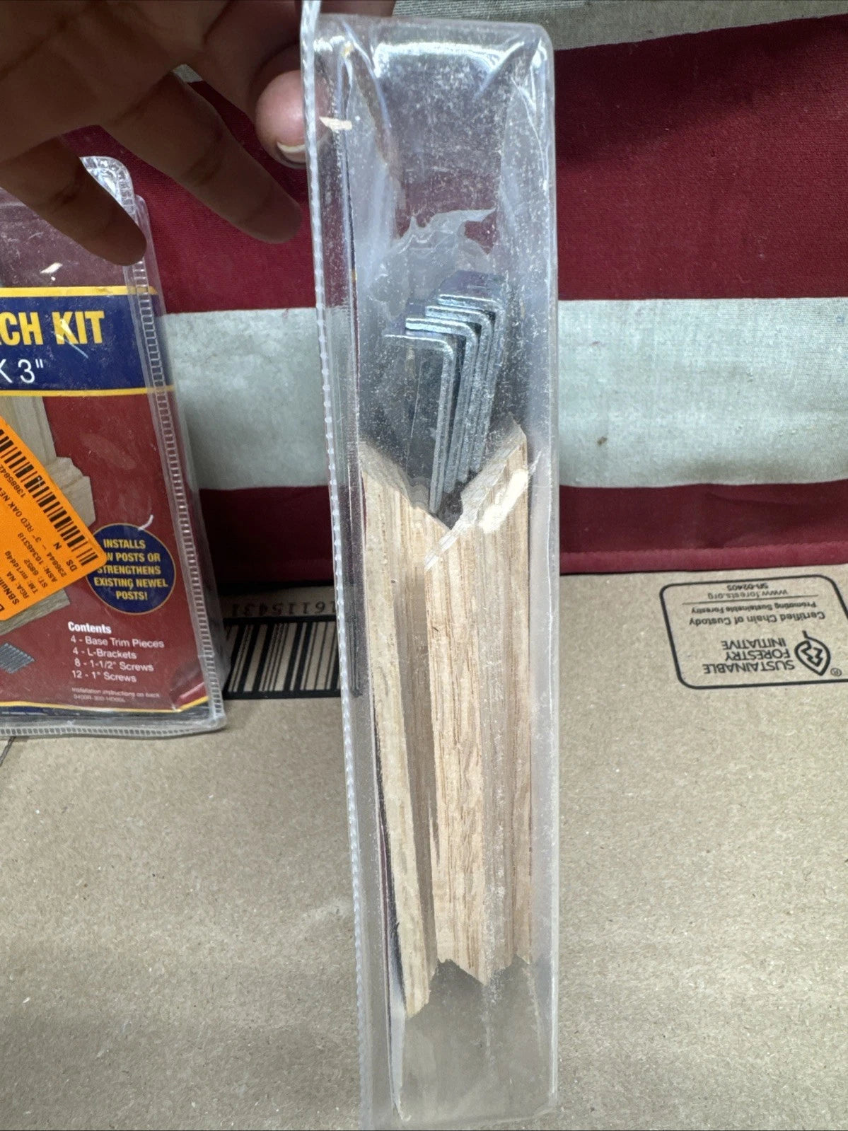 2PK Newel Attach Kit Red Oak 3” Surewood LNL Building Products ~ New in Box!
