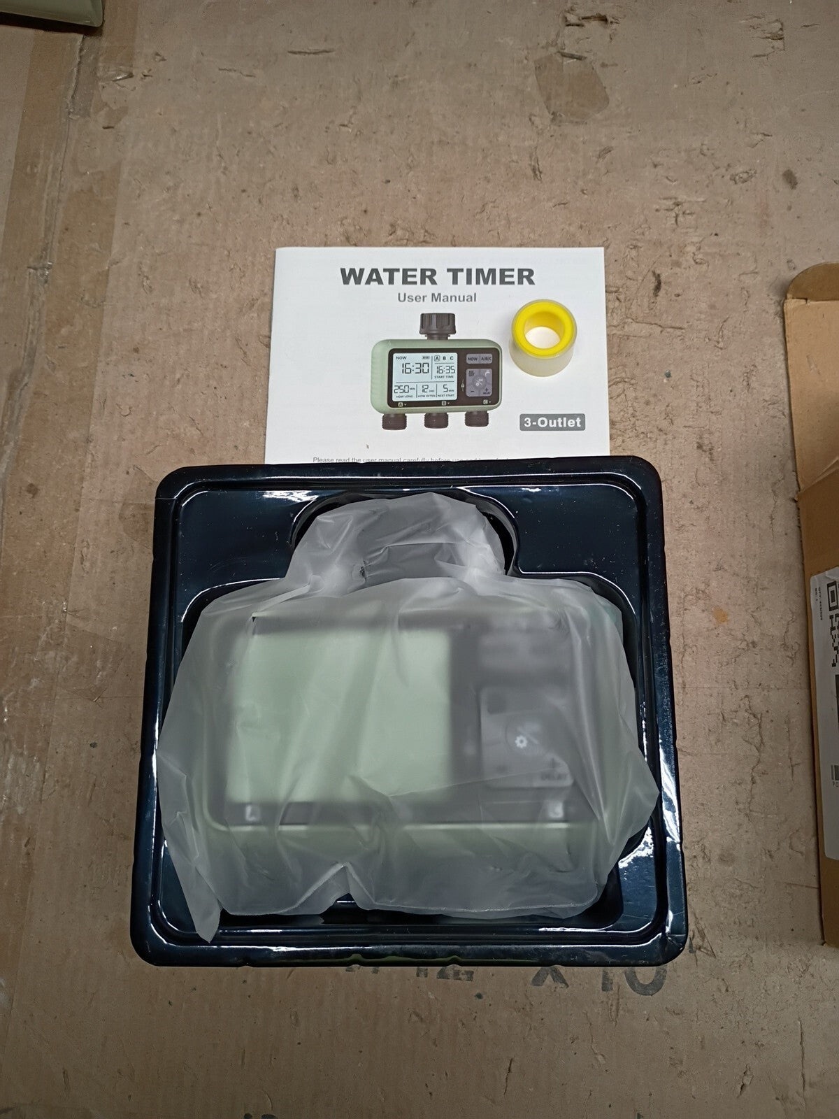 VEVOR Water Timer 3 Outlets, Hose Watering Sprinkler with 3 Independent, OB,