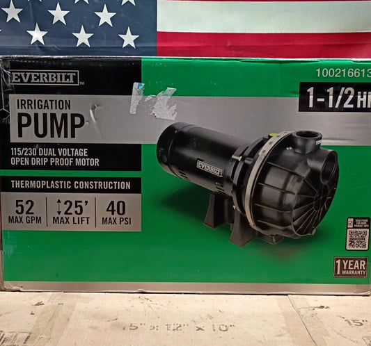 Everbilt HDLS15P Lawn Irrigation Pump Plastic 1-1/2HP, 52 GPM, 40 PSI, Open Box,