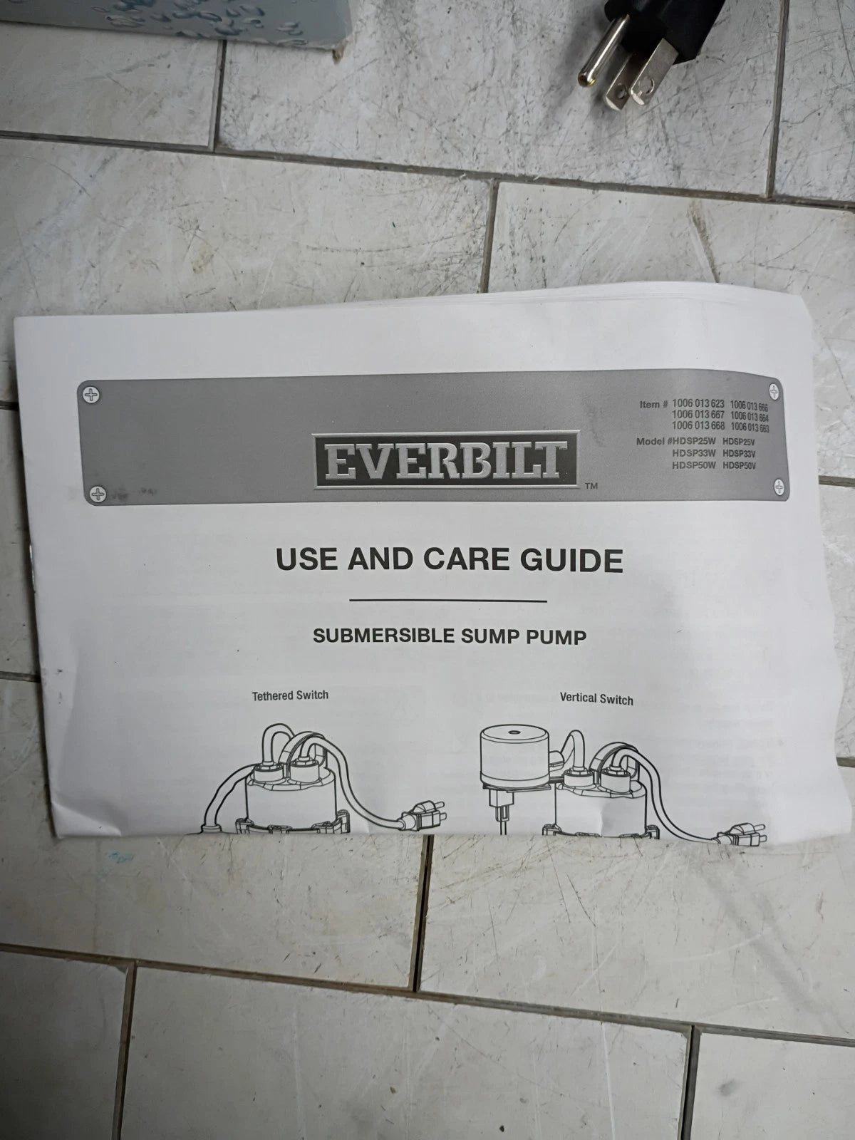 Everbilt HDSP50W 1/2 HP Submersible Aluminum Sump Pump with Tethered Switch OB