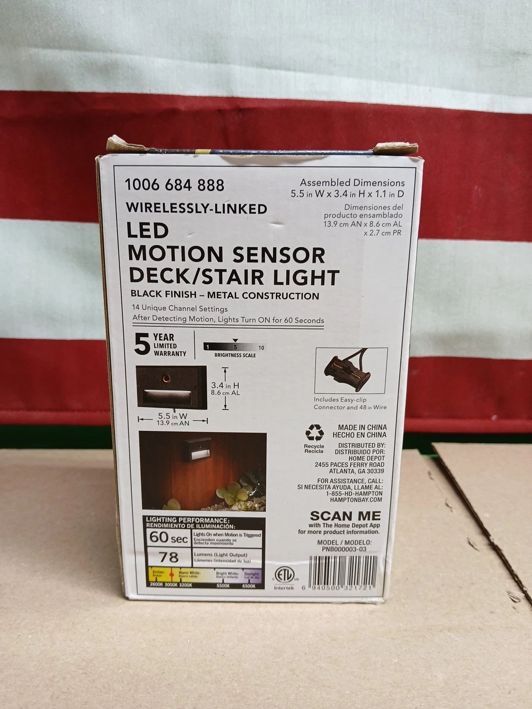 (2pk) Hampton Bay LED Motion Sensor Deck & Stair Light Low Volt Black Finish 12V
