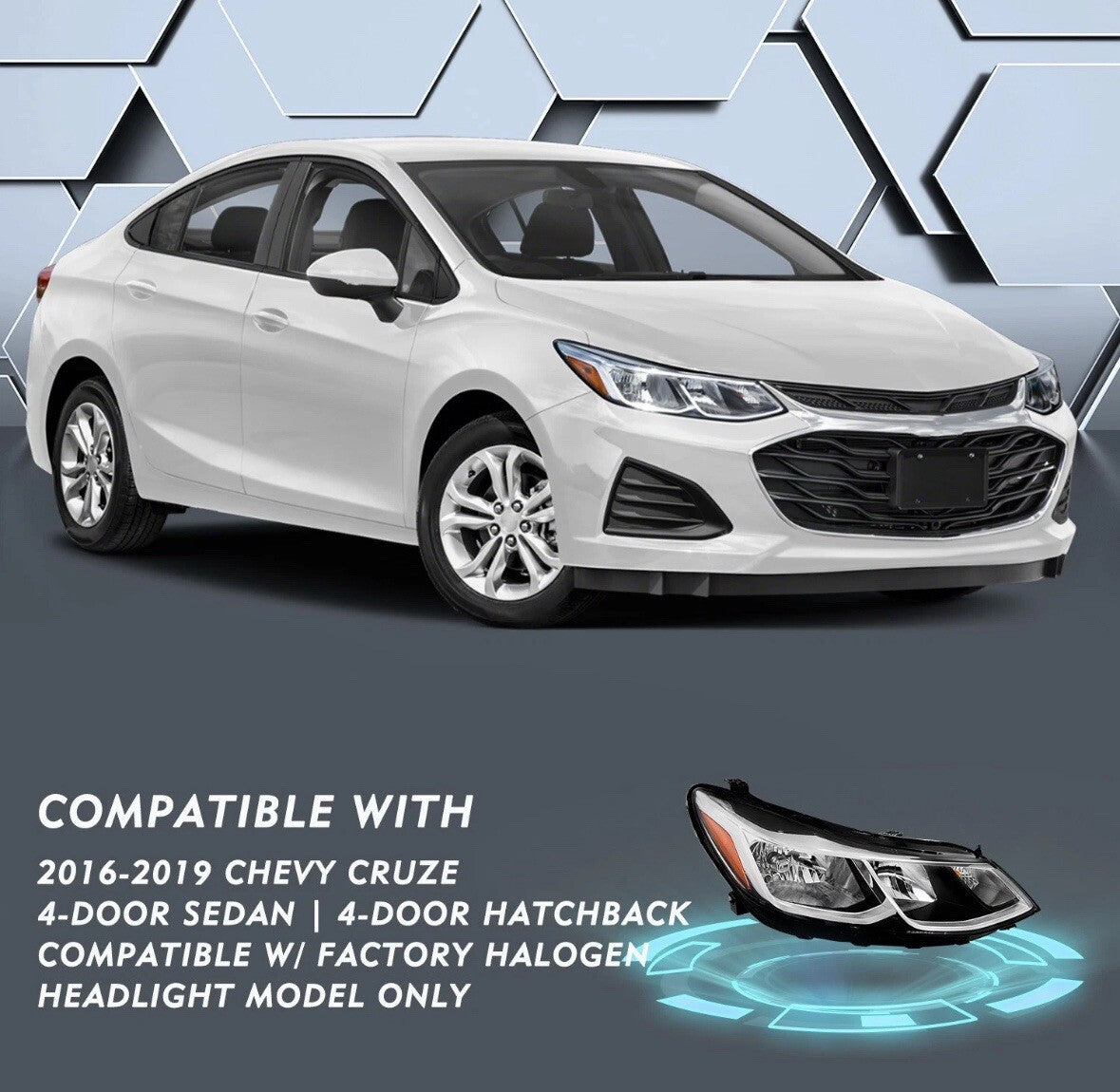 For 2016-2019 Chevy Cruze FACTORY  1pair Headlight Assembly Side 16 17 18 19