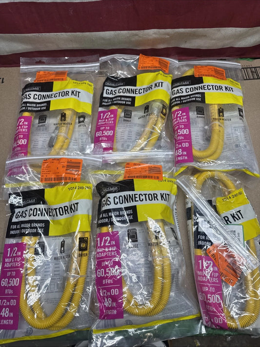 Lot Of 6 Everbilt 1/2 in. MIP x 1/2 in. MIP Gas Connectors