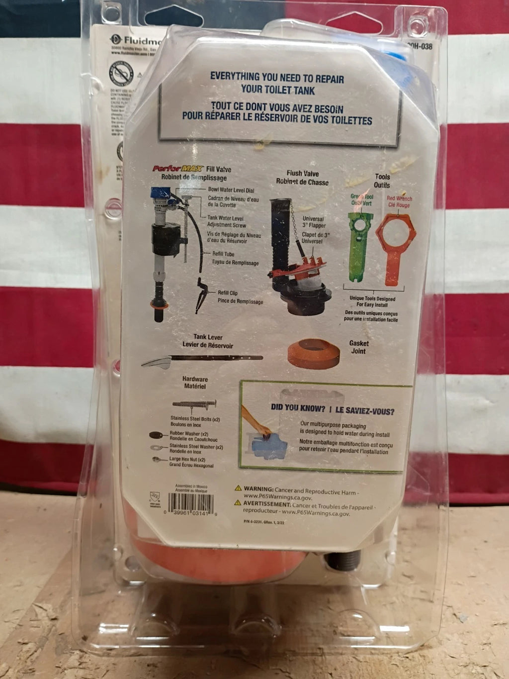 4pk Fluidmaster Performax 3 in. Universal Everything Toilet Repair Kit Open Box