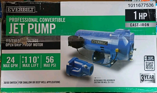 Everbilt 1 HP Professional Convertible Jet Pump. Read Description PART ONLY