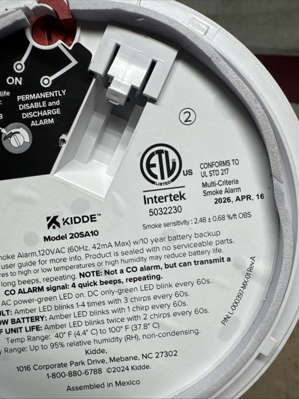 Kidde 20SA10 Hardwired Smoke Detector with Photoelectric sensor New Open Box