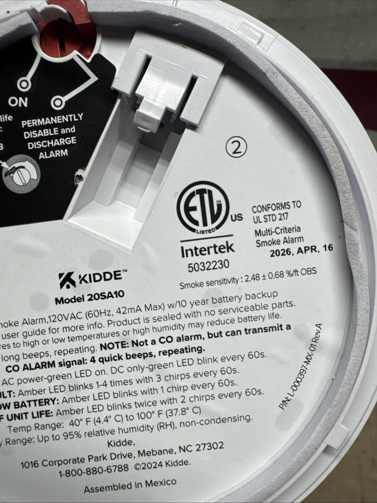 Kidde 20SA10 Hardwired Smoke Detector with Photoelectric sensor New Open Box