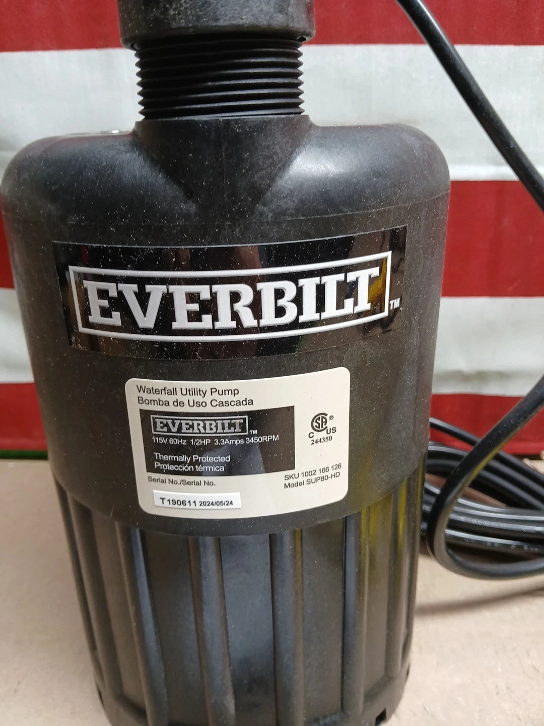 EVERBILT Waterfall & Pond Pump 1/2 HP 53 GPM 26 Ft Max Vertical Lift SUP80-HD