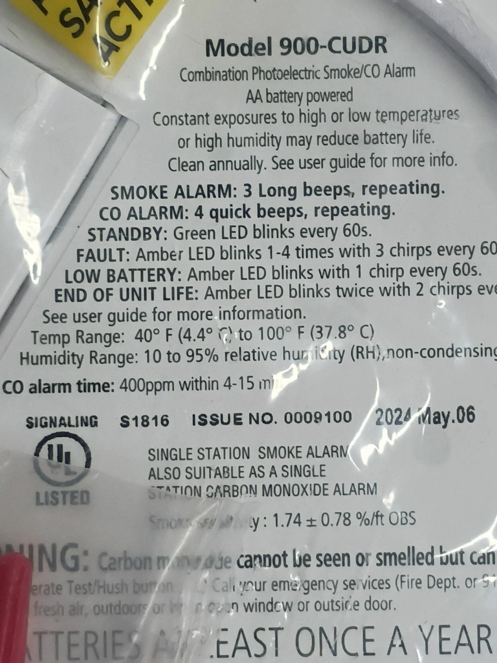 (3 Pack) Kidde 900-CUDR Code One Battery Powered Smoke & Carbon Alarm Detector