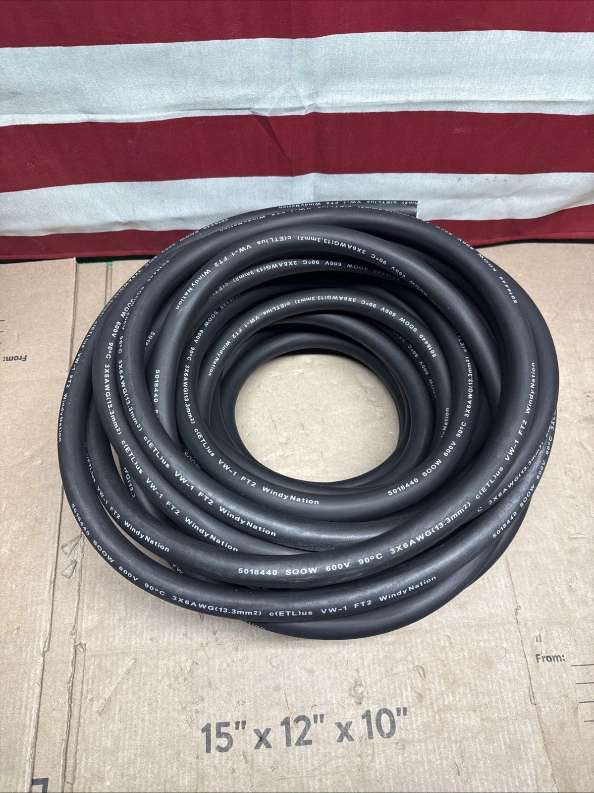 75 FEET WindyNation 6/3 SOOW SO 6 Gauge 3 Conductor Power Cord 600V Cable Wire