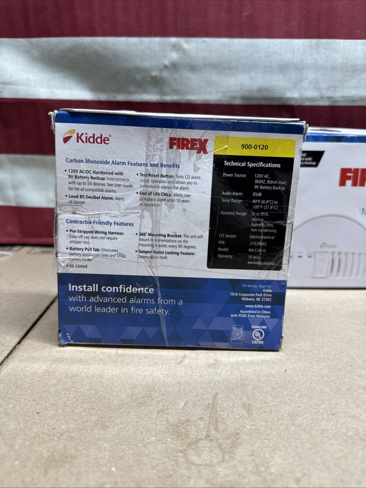 2PACK KiddeFireX Hardwired Carbon Monoxide Detector w/LED Light Interconnectable