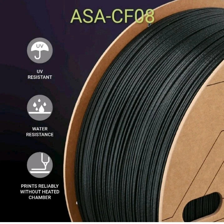 Fiberon ASA-CF08 Black Carbon Fiber 3D Printing Filament 1.75Mm 3KG, UV & Weathe