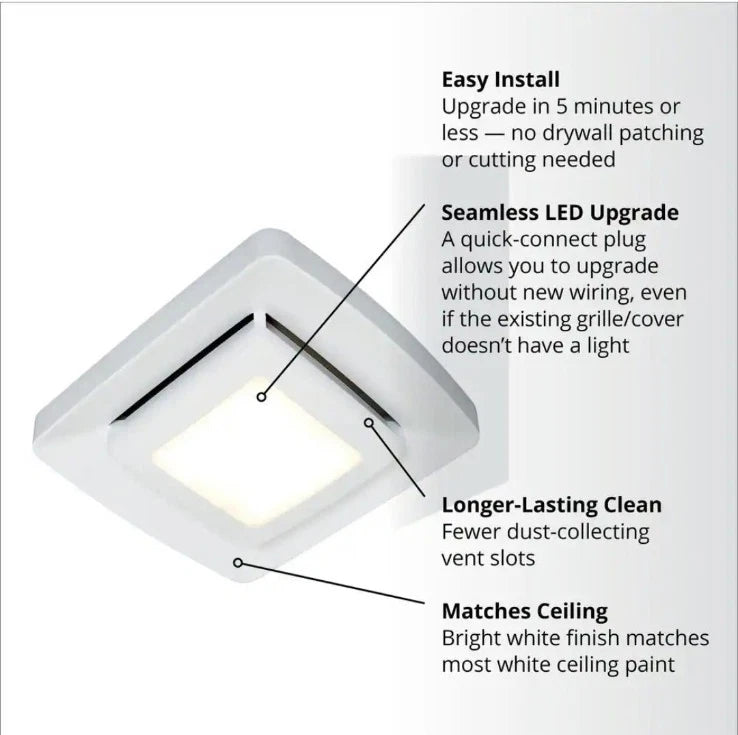 Broan NuTone Bathroom Fan Replacement Cover with Light FG500N in White