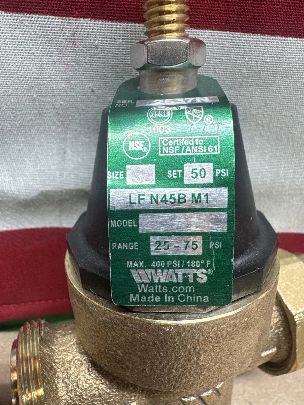 Watts 3/4 50psi Water Pressure Reducing Valve (LFN45BM1-U)