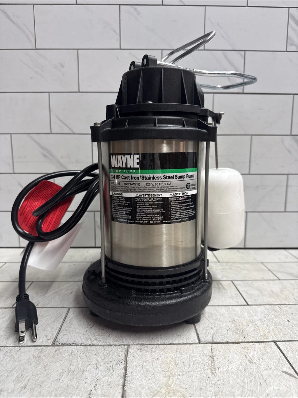Wayne 58321-WYN3 CDU980E 3/4 HP Cast Iron & Stainless Steel Sump Pump Open Box