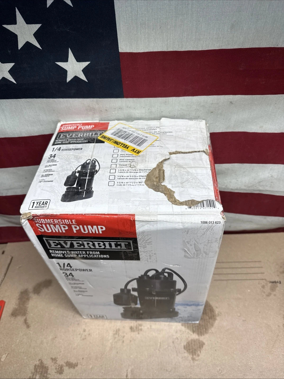 Everbilt 1/4 HP Aluminum Sump Pump w/ Tether Float Switch HDSP25W NEW OPEN BOX.