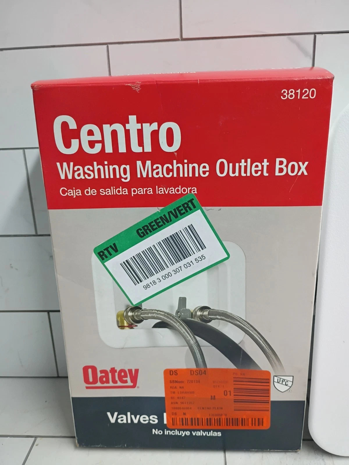 Oatey 38120 Centro Washing Machine Outlet Box Face Plate Brackets Fittings. OB