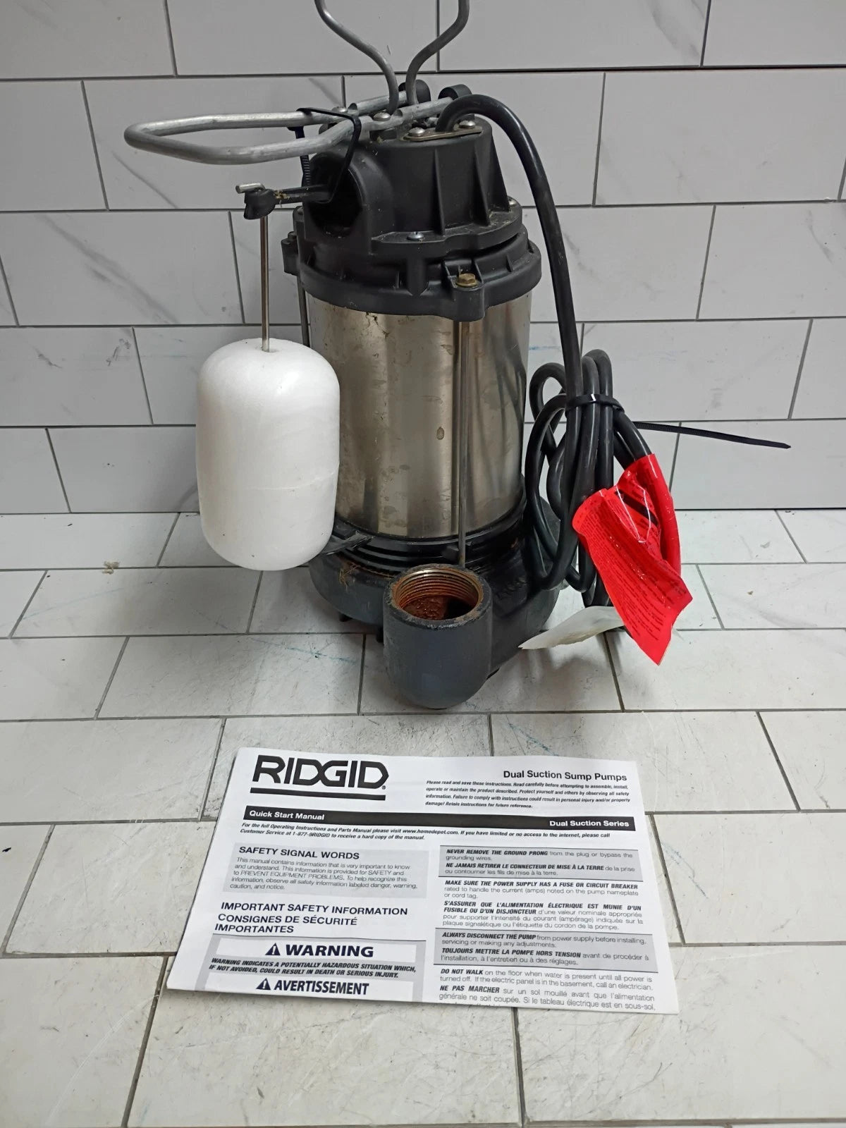 Ridgid 1/2 HP Stainless Steel Dual Suction Sump Pump, 500RSDS Used