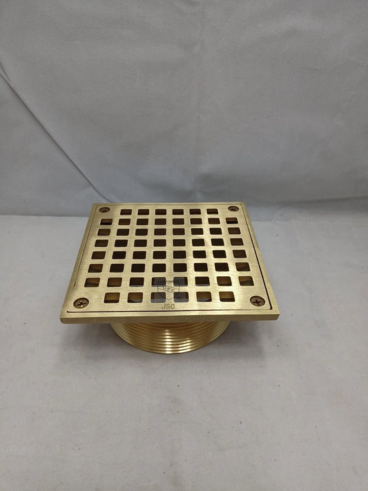 5" Square Brass Strainer w/ 3-1/2" Metal Spud. Jones Stephens