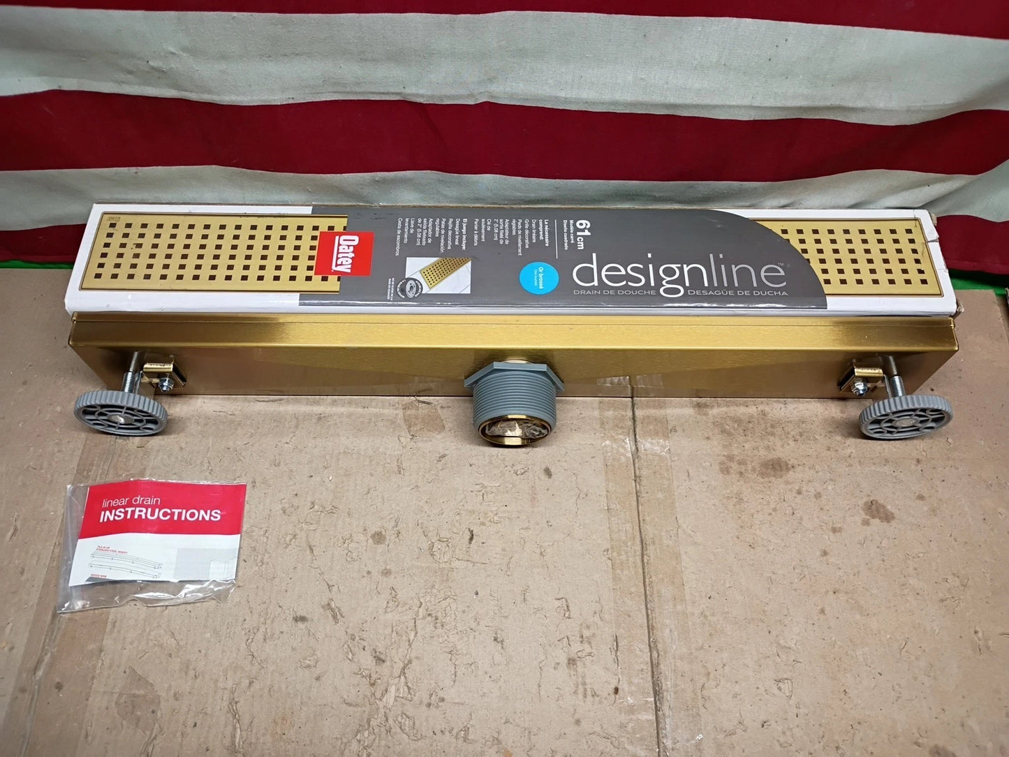 Oatey Designline 24" Linear Shower Drain Gold with Square Pattern Drain Cover,OB