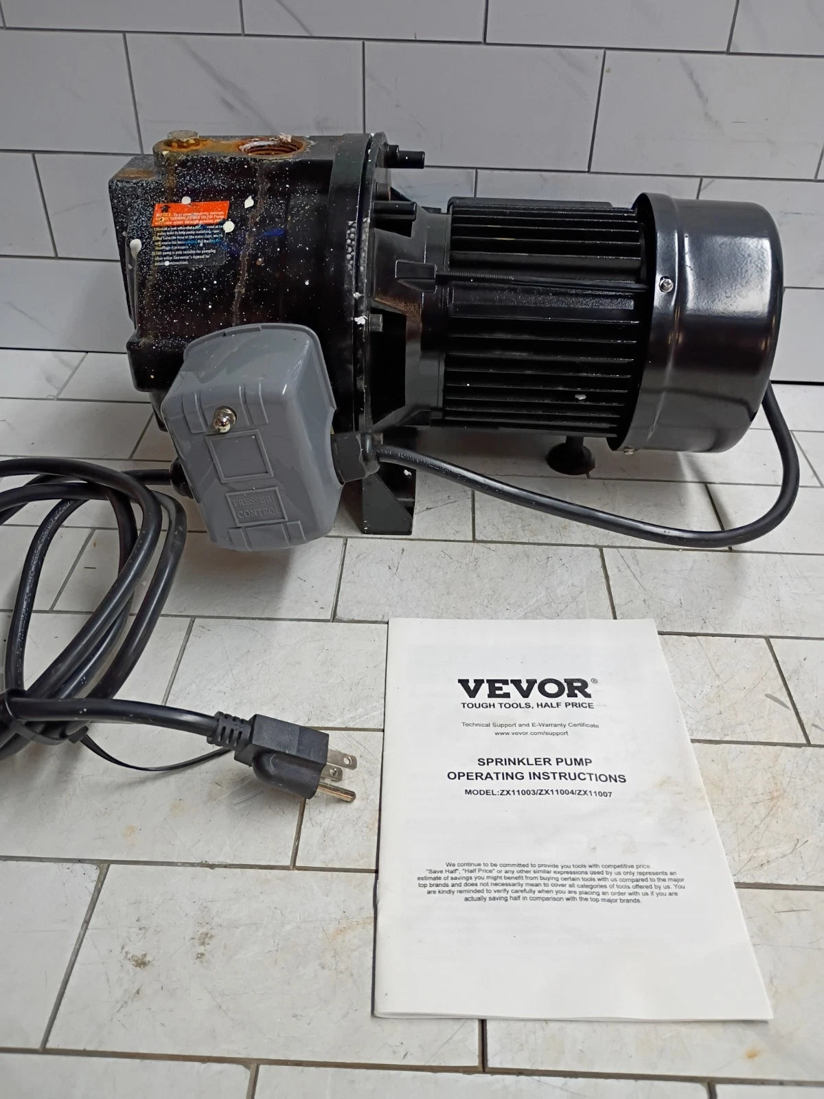VEVOR ZX11007 1 HP Sprinkler Pump 16.6 GPM Max Flow 131' Max, Parts Only