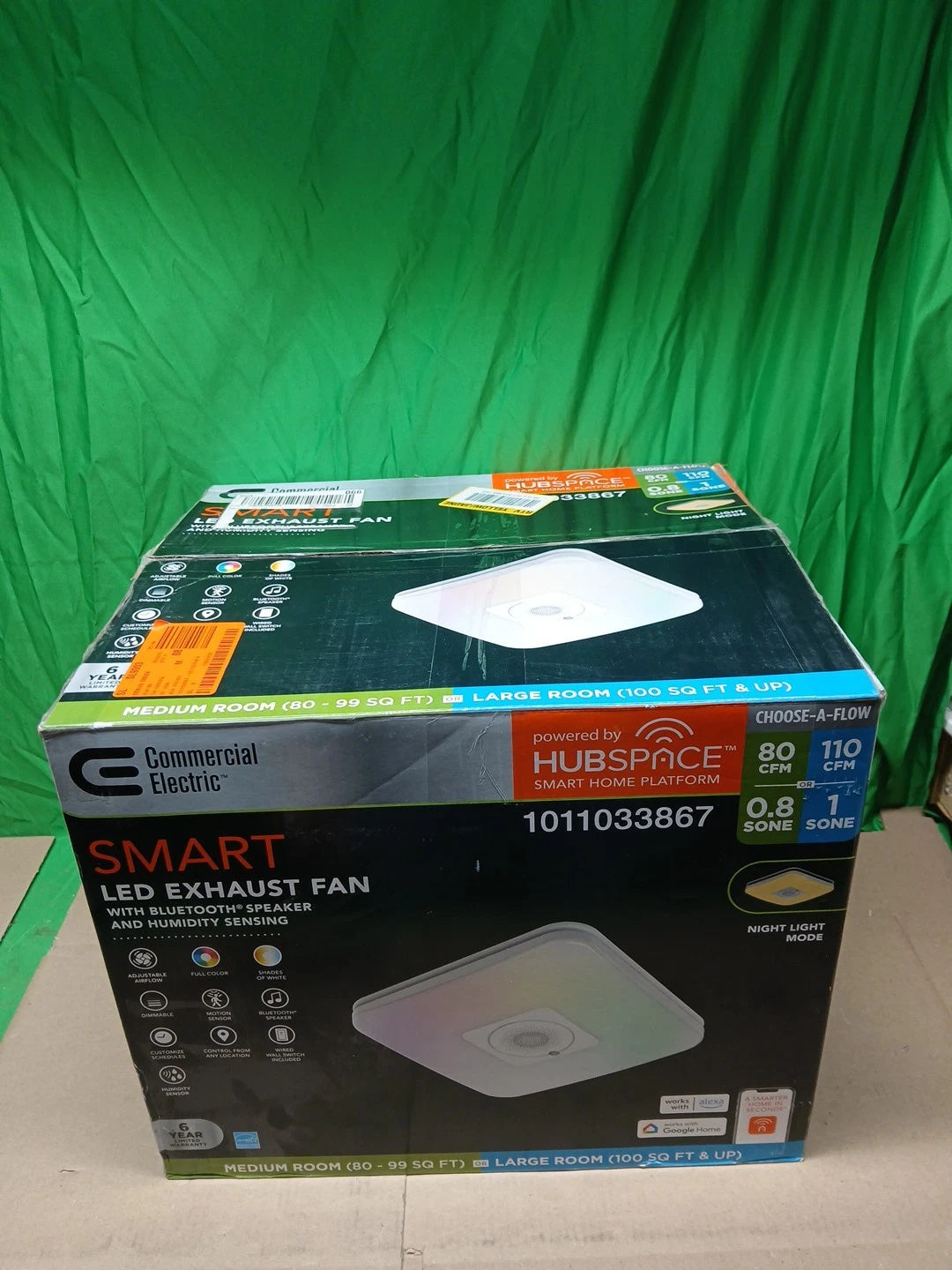 Commercial Electric 80 /110 CFM Ceiling Mount Room Side Installation Smart