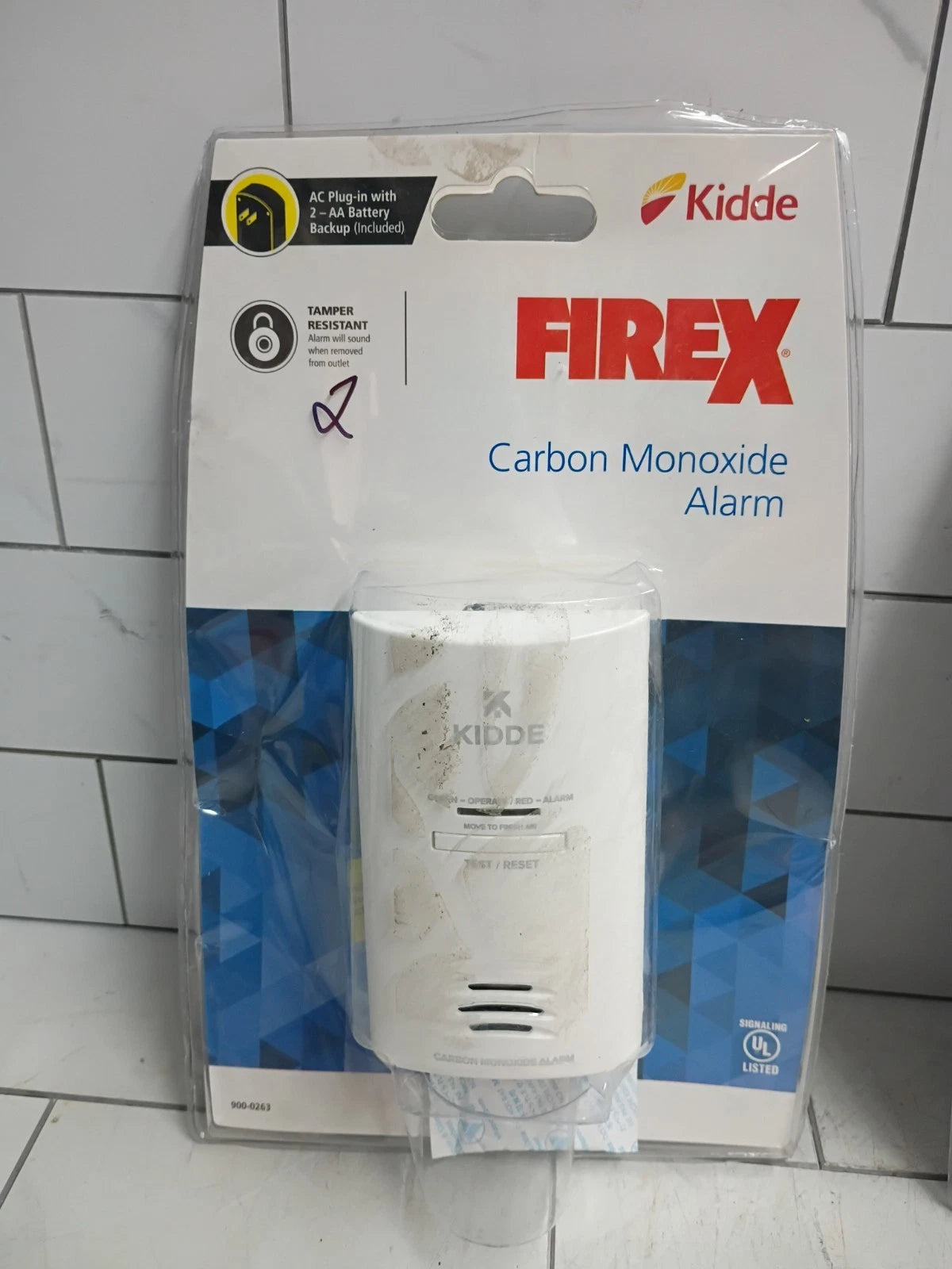 2pk Kidde Firex Plug-In Carbon Monoxide Detector, AA Battery Backup, Open Box