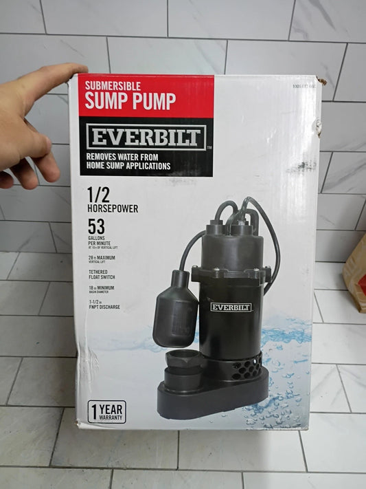 Everbilt HDSP50W 1/2 HP Submersible Aluminum Sump Pump with Tethered Switch OB