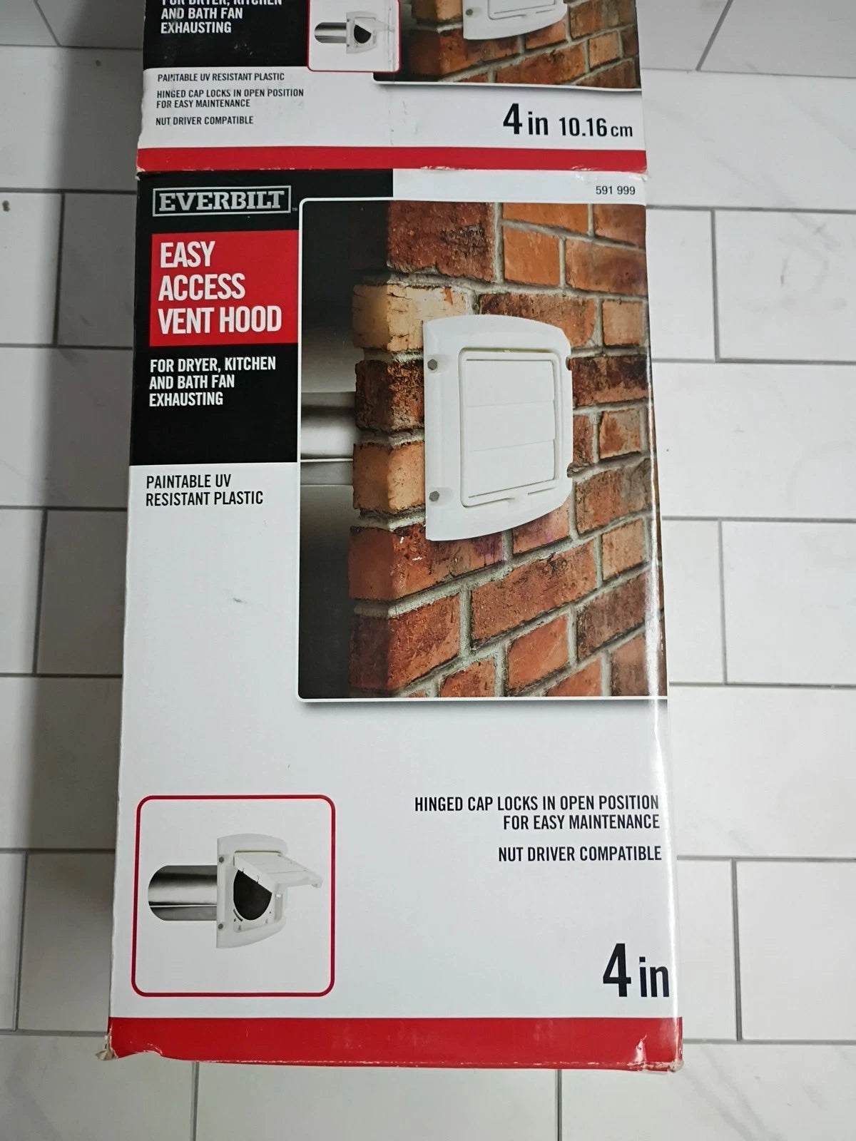 Everbilt 4 in. Hinged Louvered Vent Hood in White 591 999