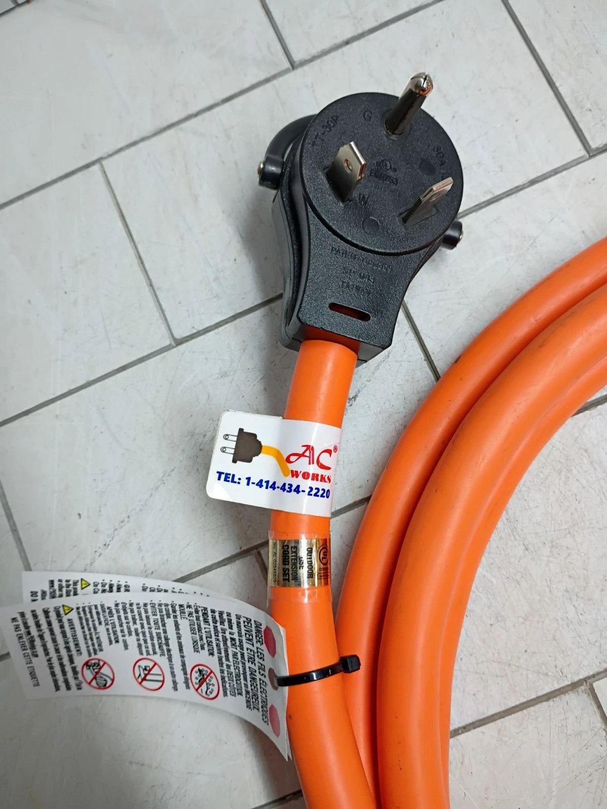 10ft 30A 250V 3-Prong 600V Extension Cord by AC WORKS® Open Box